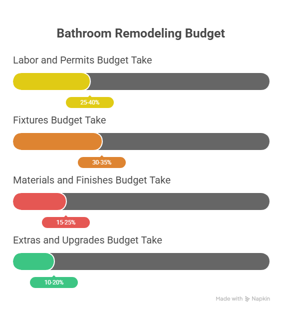 This image illustrates the bathroom remodel cost breakdown category-wise